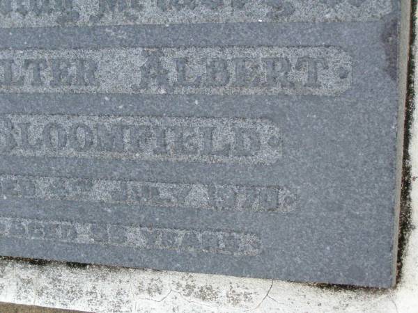 Walter Albert BLOOMFIELD,  | died 4 July 1970 aged 59 years;  | Killarney cemetery, Warwick Shire  | 