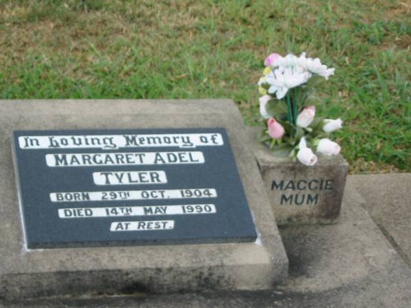 Margaret Adel TYLER,  | born 29 Oct 1904,  | died 14 May 1990;  | Killarney cemetery, Warwick Shire  | 