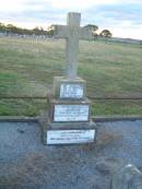 
James,
husband of Catherine HUGHES,
died 2 Feb 1921 aged 76 years;
Mary,
daughter,
died 19 Nov 1898 aged 2 years;
Catherine,
wife,
died 11 Nov 1929 aged 74 years;
Killarney cemetery, Warwick Shire
