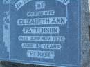 Elizabeth Ann PATTERSON, wife, died 23 Nov 1936 aged 49 years; Killarney cemetery, Warwick Shire 