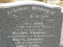Thomas MAGARRY, died 26 July 1937 aged 75 years; Jane, wife, died 29 Aug 1941 aged 73 years; children; William Thomas, died 23 March 1918 aged 31 years; Bertie Edward, died 18 Feb 1899; Emily Ethel, died 29 March 1891; Killarney cemetery, Warwick Shire 