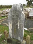 
James JONES,
brother,
died 17 Nov 1906 aged 49 years,
erected by brother Thomas JONES
& sister Dinah GILLESPIE;
Killarney cemetery, Warwick Shire
