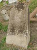 
Frances,
wife of Edward GRAYSON,
died 10 Oct 1893 aged 32 years;
Killarney cemetery, Warwick Shire
