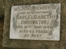 Mary Elizabeth DORRINGTON, mother, died 16 Mar 1949 aged 62 years; Killarney cemetery, Warwick Shire 