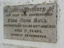 Evan John BULL, son brother, accidentally killed 25 June 1960 aged 11 years; Killarney cemetery, Warwick Shire 