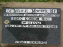 
Edric (Ned) Gordon BULL,
husband father grandfather,
died 27 Sept 1986 aged 71 years;
Killarney cemetery, Warwick Shire
