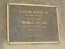 
Ernest JENSEN,
husband father,
died 8 Nov 11983 aged 58 years;
Killarney cemetery, Warwick Shire
