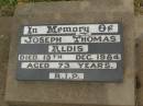 
Joseph Thomas ALDIS,
died 15 Dec 1984 aged 73 years;
Killarney cemetery, Warwick Shire
