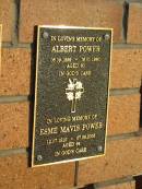 Albert POWER, 06-09-1899 - 16-01-1980 aged 80 years; Esme Mavis POWER, 12-07-1910 - 07-06-2005 aged 94 years; Killarney cemetery, Warwick Shire 