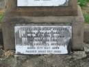 
John Edward AFFLECK,
brother,
born 7 May 1891,
died 13 Aug 1952;
John Peter AFFLECK,
died 30 April 1930 aged 68 years,
erected by wife & family;
Clyde Edgar AFFLECK,
born 17 May 1858,
died 27 Oct 1918 Sierra Leone;
Sideny Francis AFFLECK,
born 11 May 1890,
died Oct 1890;
Euphemia Smith AFFLECK,
mother,
born 31 July 1869,
died 23 April 1958?;
Killarney cemetery, Warwick Shire

