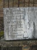 Charles William MCINTOSH, husband father, died 19 July 1930 aged 61 years; Killarney cemetery, Warwick Shire 
