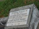 
Kathleen Bridie HUGHES,
wife,
died 13 Nov 1958 aged 56 years;
James Patrick HUGHES,
husband,
died 26 Oct 1975 aged 85 years;
Killarney cemetery, Warwick Shire
