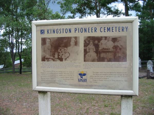 [click for text of <a href= sign.html >sign</a>];  | Kingston Pioneer Cemetery, Logan City  | 