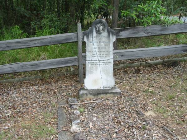 Frances ARMSTRONG, mother,  | died 5 July 1896 aged 50 years;  | Thomas ARMSTRONG, husband,  | died 2 June 1922 aged 74 years;  | Kingston Pioneer Cemetery, Logan City  | 