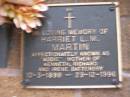 Harriet L.M. (Addie) MARTIN, mother of Kenneth, Richard & Irene Battersby, 10-3-1898 - 29-12-1996; Lawnton cemetery, Pine Rivers Shire 