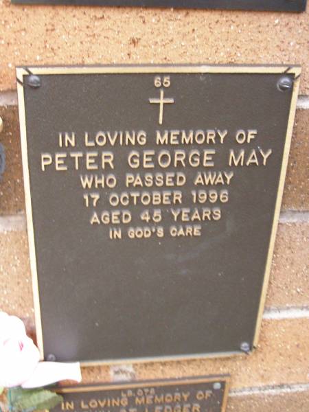 Peter George MAY,  | died 17 Oct 1996 aged 45 years;  | Lawnton cemetery, Pine Rivers Shire  | 