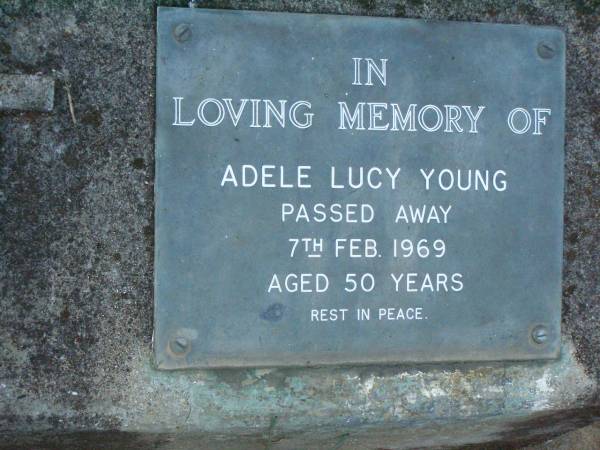 Adele Lucy YOUNG,  | died 7 Feb 1969 aged 50 years;  | Lawnton cemetery, Pine Rivers Shire  | 