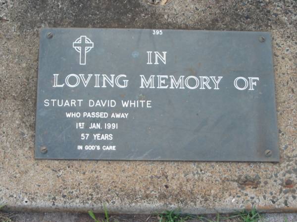 Stuart David WHITE,  | died 1 Jan 1991 aged 57 years;  | Lawnton cemetery, Pine Rivers Shire  | 