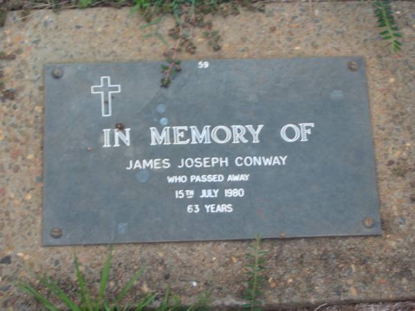 James Joseph CONWAY,  | died 15 July 1980 aged 63 years;  | Lawnton cemetery, Pine Rivers Shire  | 