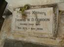 
Thomas W.D. GORDON,
Nov 1879 - May 1956;
Lawnton cemetery, Pine Rivers Shire
