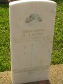 
R.A. NUNN,
died 10 Jan 1950 aged 30? years;
husband of Mona,
father of Robert & James;
Lawnton cemetery, Pine Rivers Shire
