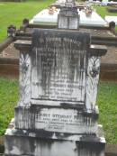 
James Charles STEWART,
died 19 Dec 1931 aged 82 years;
William Stuart MURISON,
father
died 9 March 1931 aged 72 years;
Isabella Stewart MURISON,
mother,
died 17 July 1944 aged 79 years,
buried at Barcaldine;
Margaret Stewart MURISON,
died 14 April 1907 aged 15 years,
buried in Lambhill cemetery, Glasgow, Scotland;
Lawnton cemetery, Pine Rivers Shire
