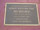 
Dorothea Ellen (Nellie) MUMFORD,
died 13 Feb 1965;
Edwin William (Ted) MUMFORD,
died 31 Oct 2003 aged 88 years;
Elsie May SMITH (nee MUMFORD),
wife mother,
died 27 March 1987;
Frederick Lorenz,
husband father,
died 26? Feb 1979;
Lawnton cemetery, Pine Rivers Shire
