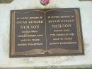 
Oscar Richard NEILSON,
died 29 Dec 2005 aged 84 years;
Dulcie Evelyn NEILSON,
died 17 Feb 1981 aged 56 years;
Lawnton cemetery, Pine Rivers Shire
