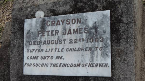 Peter James GRAYSON  | d: 22 Aug 1962  |   | Legume cemetery, Tenterfield, NSW  |   |   | 