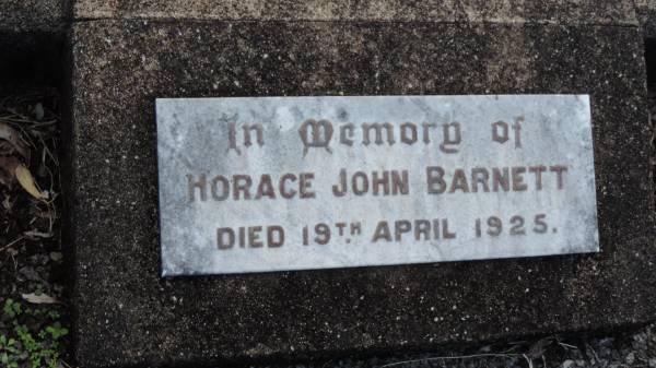 Horace John BARNETT  | d: 19 Apr 1925  |   | Legume cemetery, Tenterfield, NSW  |   |   | 
