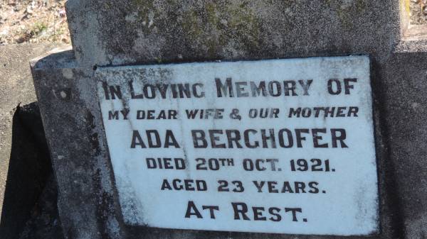 Ada BERGHOFER  | d: 20 Oct 1921 aged 23  |   | Leyburn Cemetery  |   | 