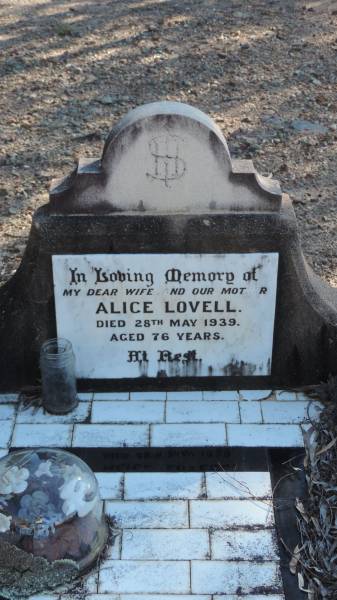 Alice LOVELL  | d: 28 May 1939 aged 76  |   | Leyburn Cemetery  |   | 