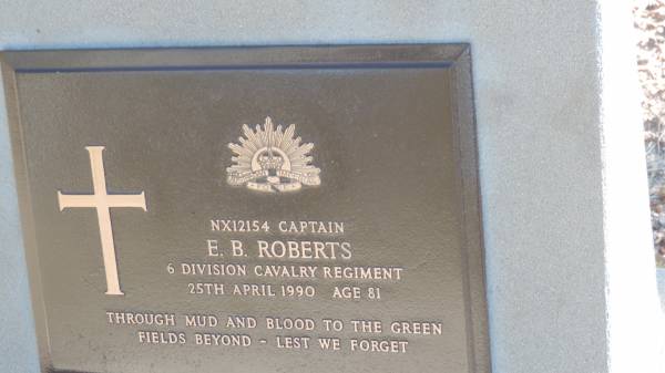 E.B. ROBERTS (Edmund Rudgeong)  | d: 25 Apr 1990 aged 81  |   | Leyburn Cemetery  | 