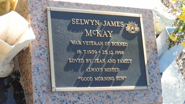 Selwyn James McKAY  | b: 16 Jul 1939  | d: 25 Dec 1998  | wife: Jean  |   | Leyburn Cemetery  |   | 