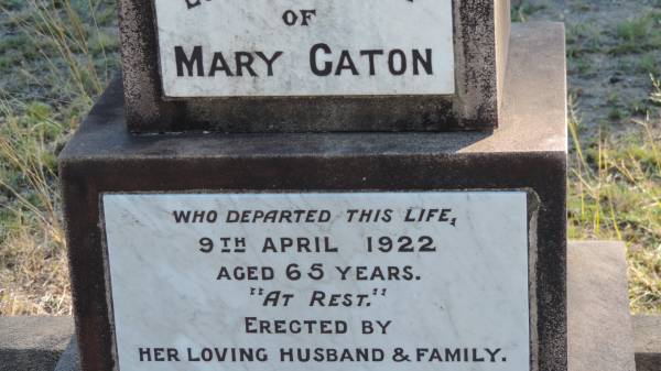 Mary CATON  | d: 9 Apr 1922 aged 65  |   | William Caton  | d: 16 Nov 1935 aged 85  |   | Leyburn Cemetery  |   | 
