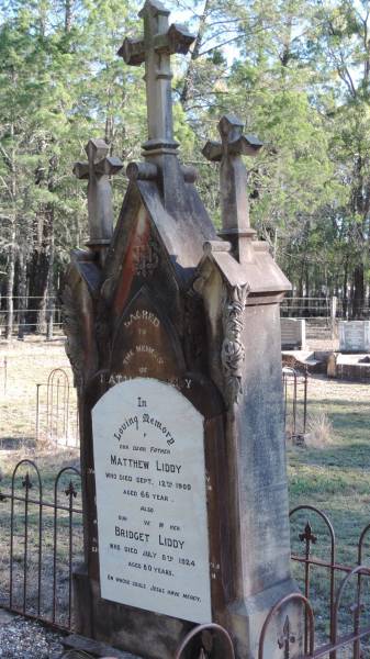 Matthew LIDDY  | d: 12 Sep 1900 aged 66  |   | Bridget LIDDY  | d: 8 Jul 1924 aged 80  |   | Leyburn Cemetery  |   | 