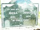 
Rosa JOSEPH, wife mother,
1883 - 1939;
Lockrose Green Pastures Lutheran Cemetery, Laidley Shire
