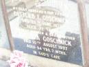 Gottlieb E. GOSCHNICK, husband father, died 28 June 1973 aged 71 years; Augusta GOSCHNICK, mother grandmother, died 10 Aug 1997 aged 94 years 7 months; Lockrose Green Pastures Lutheran Cemetery, Laidley Shire 