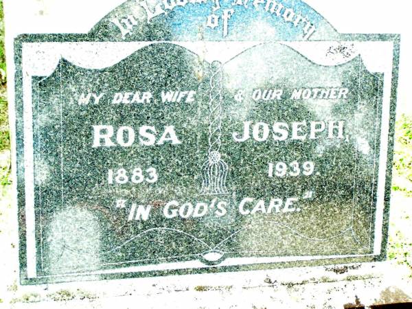 Rosa JOSEPH, wife mother,  | 1883 - 1939;  | Lockrose Green Pastures Lutheran Cemetery, Laidley Shire  | 