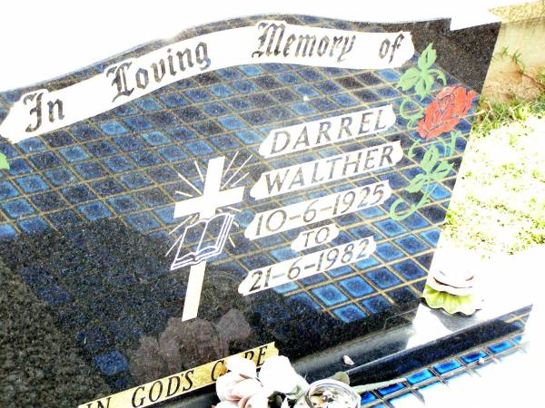 Darrel WALTHER,  | 10-6-1925 - 21-6-1982;  | Lockrose Green Pastures Lutheran Cemetery, Laidley Shire  | 