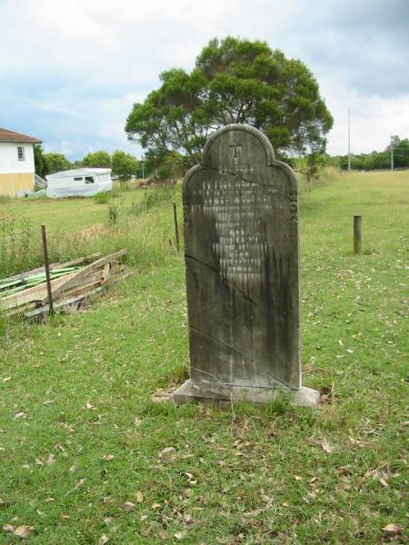 James MOLONEY, father,  | died 5 June 1952 aged 69 years;  | Mary, sister, aged 7 years;  | John, brother, aged 26 years;  | James, brother, aged 24 years;  | erected by Bridget MORRISON;  | Logan Reserve Irish Catholic Cemetery, Logan City  | 