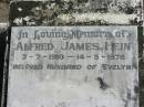 
Alfred James HEIN 3-7-1910 - 14-5-1978 husband of Evelyn;
Logan Village Cemetery, Beaudesert
