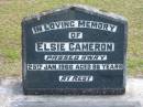 
Elsie CAMERSON died 25 Jan 1966 aged 86 years;
Logan Village Cemetery, Beaudesert
