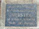 
Roy Reginald Herbert WEBSTER 20-11-1910 - 31-10-1986;
Logan Village Cemetery, Beaudesert
