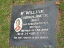 
Barbara Janette (Mac) McWILLIAM, B: 26 Nov 1934, D: 26 Jun 1985
Logan Village Cemetery, Beaudesert
