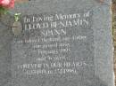 
Lloyd Benjamin SPANN, 23 Mar 1919 -  27 Feb 1995 aged 76 years, husband father;
Logan Village Cemetery, Beaudesert Shire

