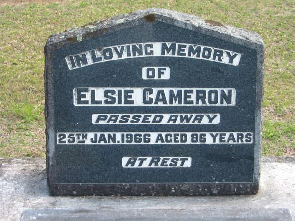 Elsie CAMERSON died 25 Jan 1966 aged 86 years;  | Logan Village Cemetery, Beaudesert  | 