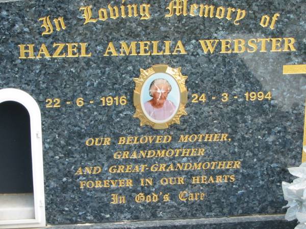 Pamela Amelia WEBSTER, 22-6-1916 - 24-3-1994, mother grandmother great-grandmother;  | Logan Village Cemetery, Beaudesert  | 
