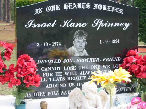 Israel Kane SPINNEY, 3-10-1974 - 1-9-1994, son brother;  | Logan Village Cemetery, Beaudesert  | 