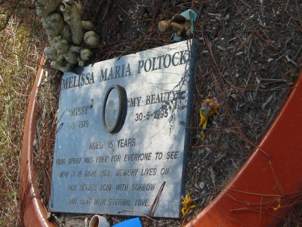 Melissa Maria POLTOCK, 1-9-1979 - 39-5-1995, aged 15 years;  | Logan Village Cemetery, Beaudesert  | 